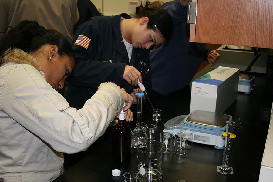 Two people working on a project