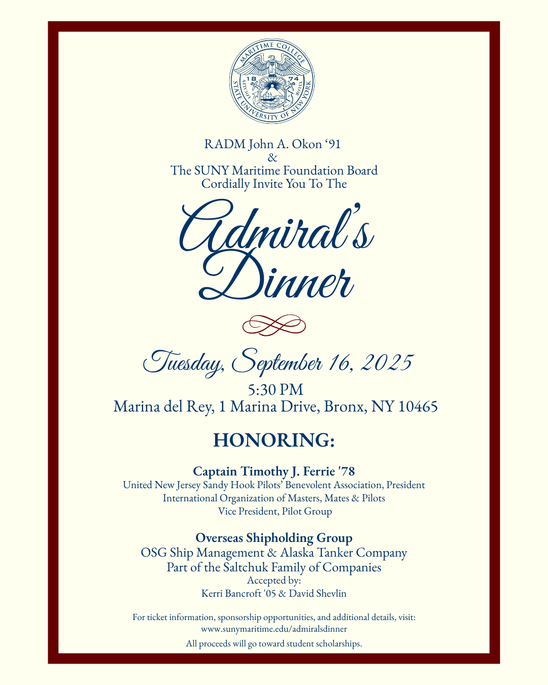 Admirals Dinner 25 Invitation
