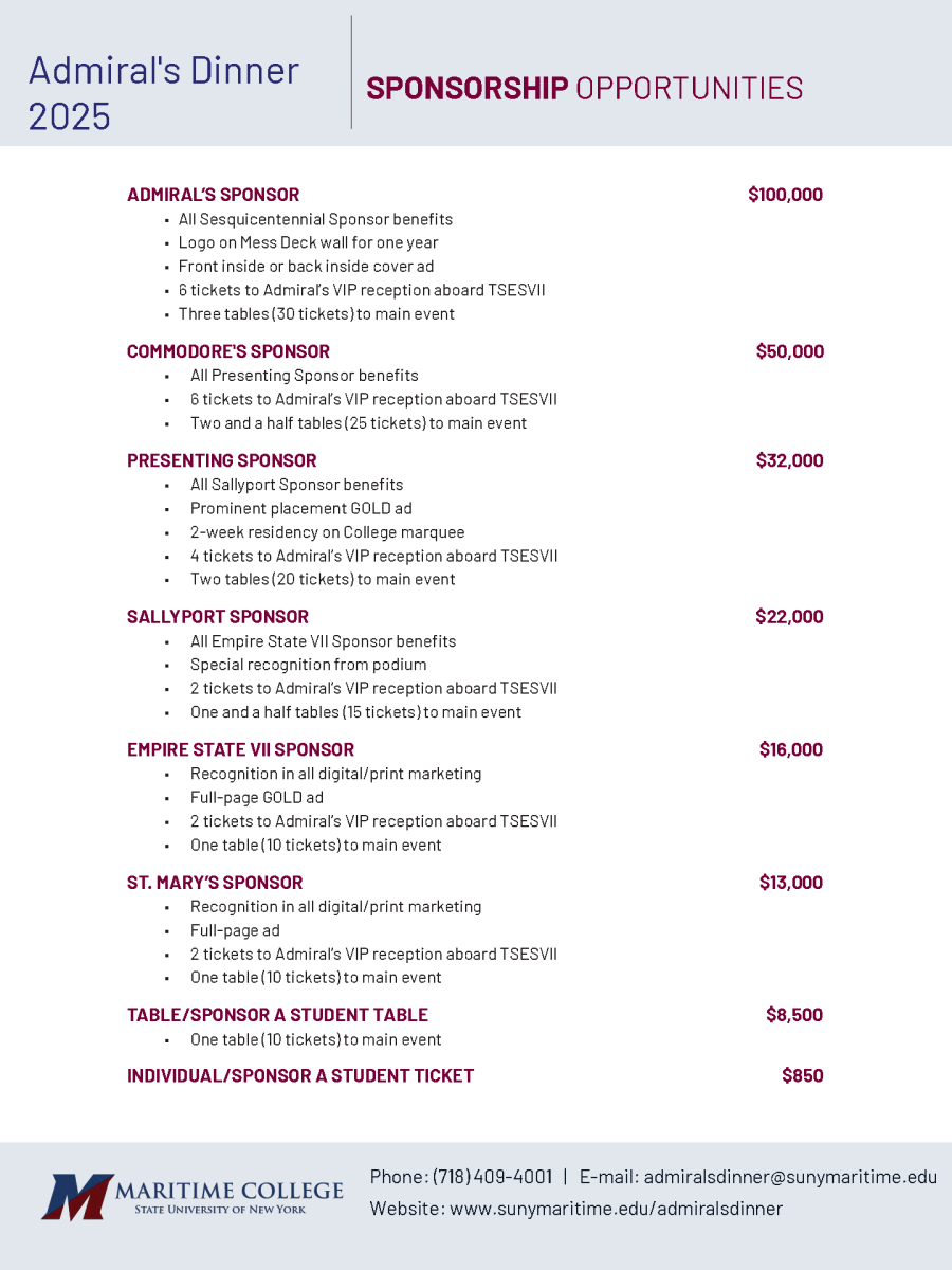 list of 2025 dinner sponsorship opportunities
