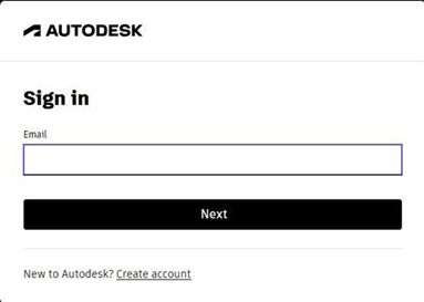 Autodesk logon screen asking for the user's email address.