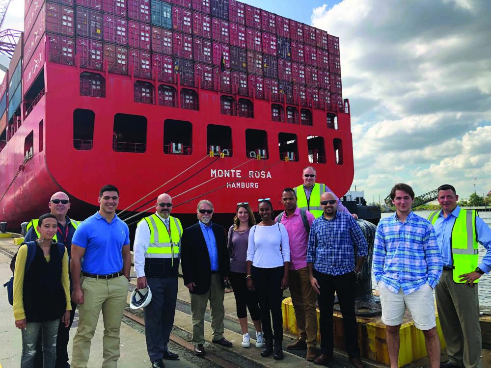 Students at a port