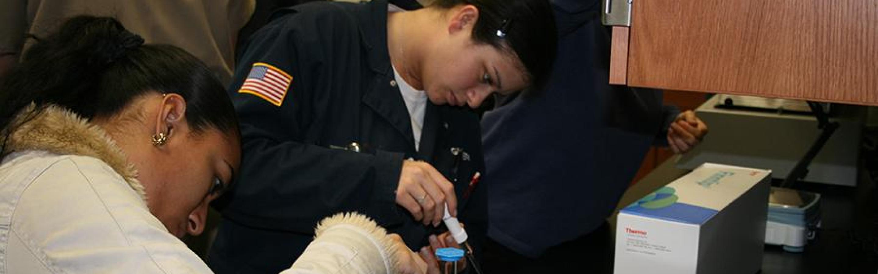 Two people working on a project