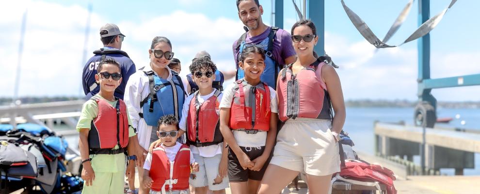 Family on the waterfront