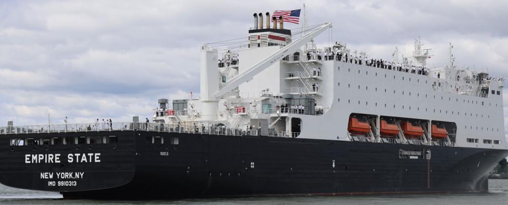 A ship carrying over 500 cadets docks in Charleston Harbor during Memorial Day weekend