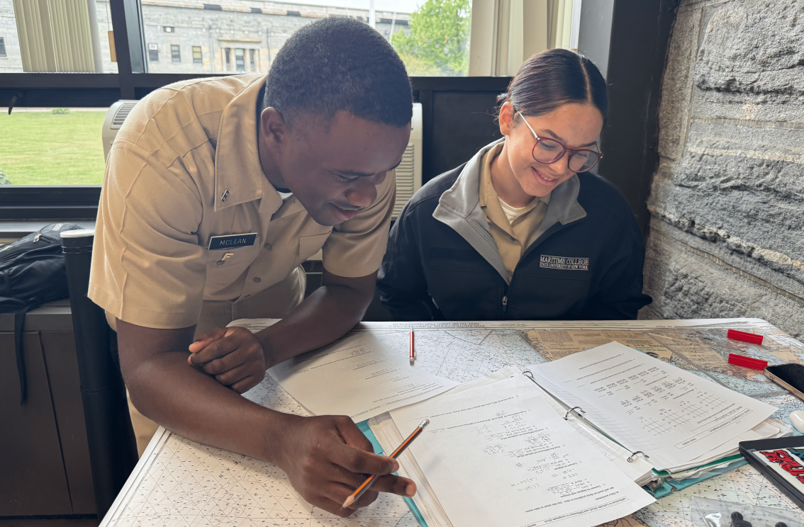 Students working on charts