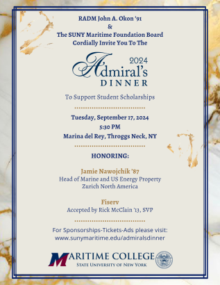 a tan and marble invitation to the admiral's dinner